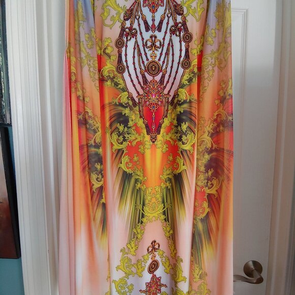 Venus Long Tropical Vacation Tropical Resort Cruise Ethereal Dress L Exotic - Picture 11 of 15